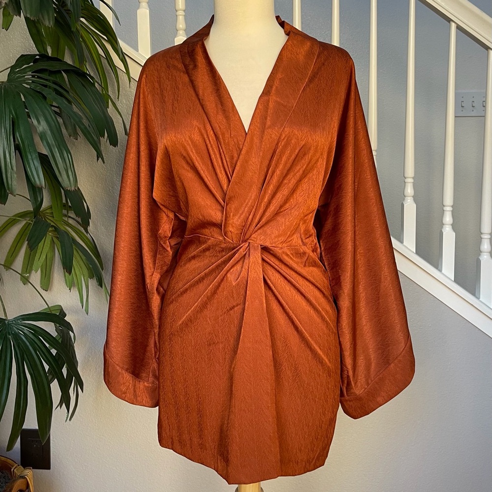 Rust Orange Kimono-Style Dress